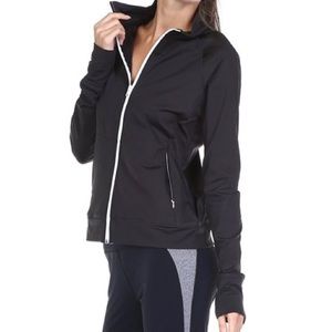Mono B Activewear | Black Thumbhole Funnel-Neck Zip-Up Jacket Size Medium